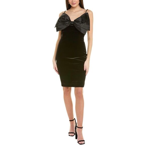 o.p.t Velvet Bow Dress in Black Size 8 - Picture 1 of 8